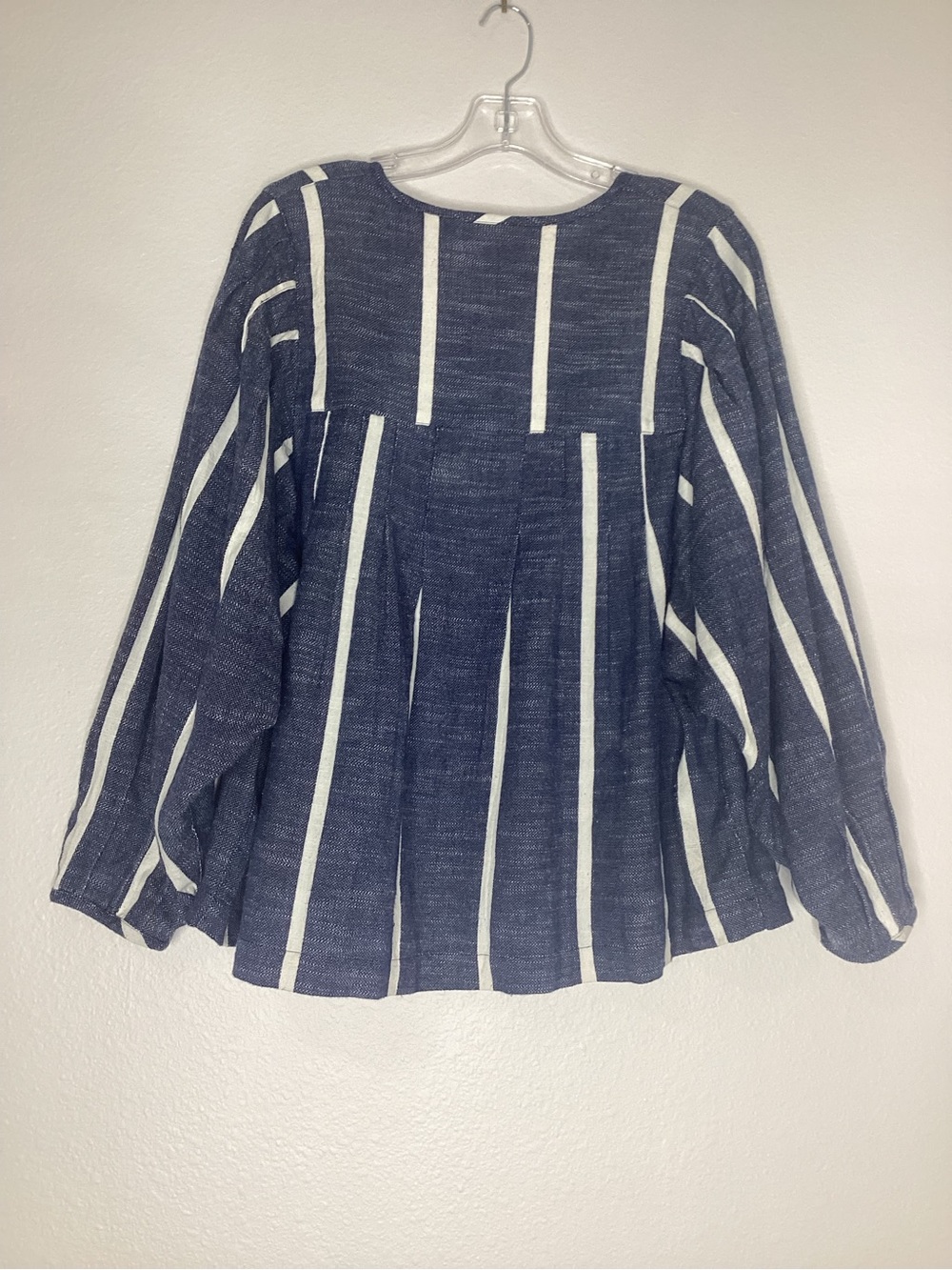 Ace & Jig Navy Striped Top Dolman Sleeves Pleated Organic Cotton EUC Med - Picture 2 of 7
